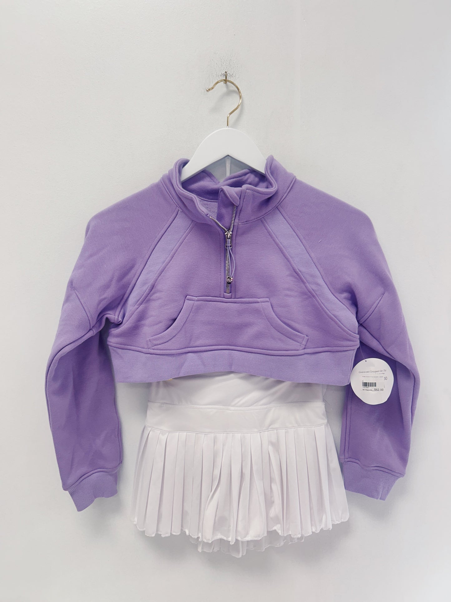 Azarhia Cropped 1/4 Zip Sweatshirt- Lavender