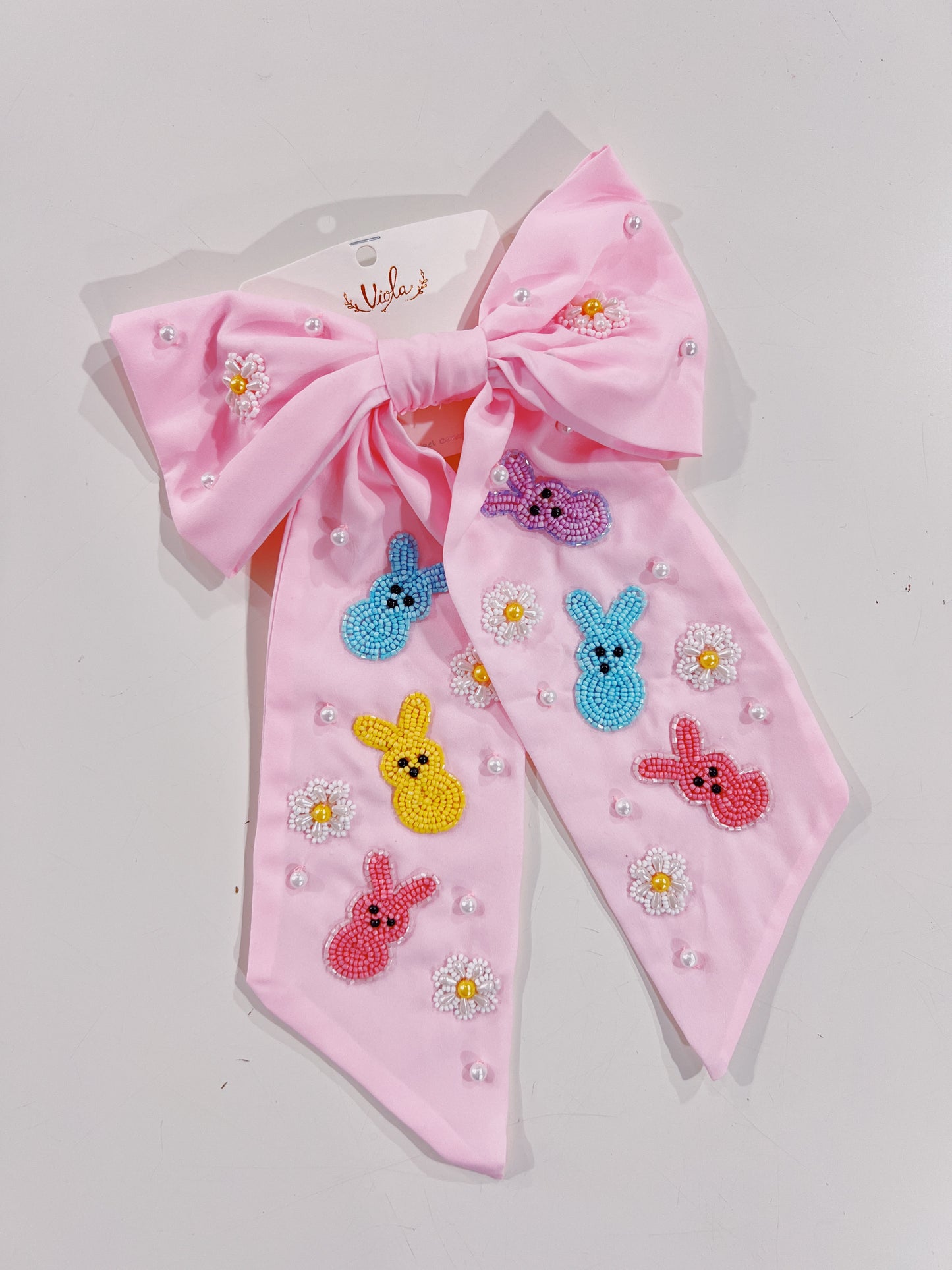 Easter Bunny Beaded Bow