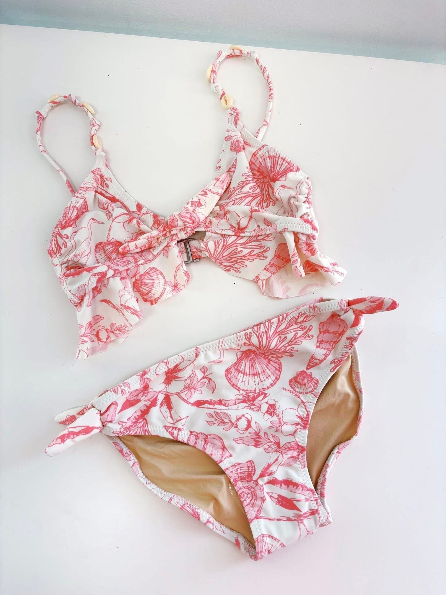 Seaside Toile Ruffle 2 Pc Swimsuit