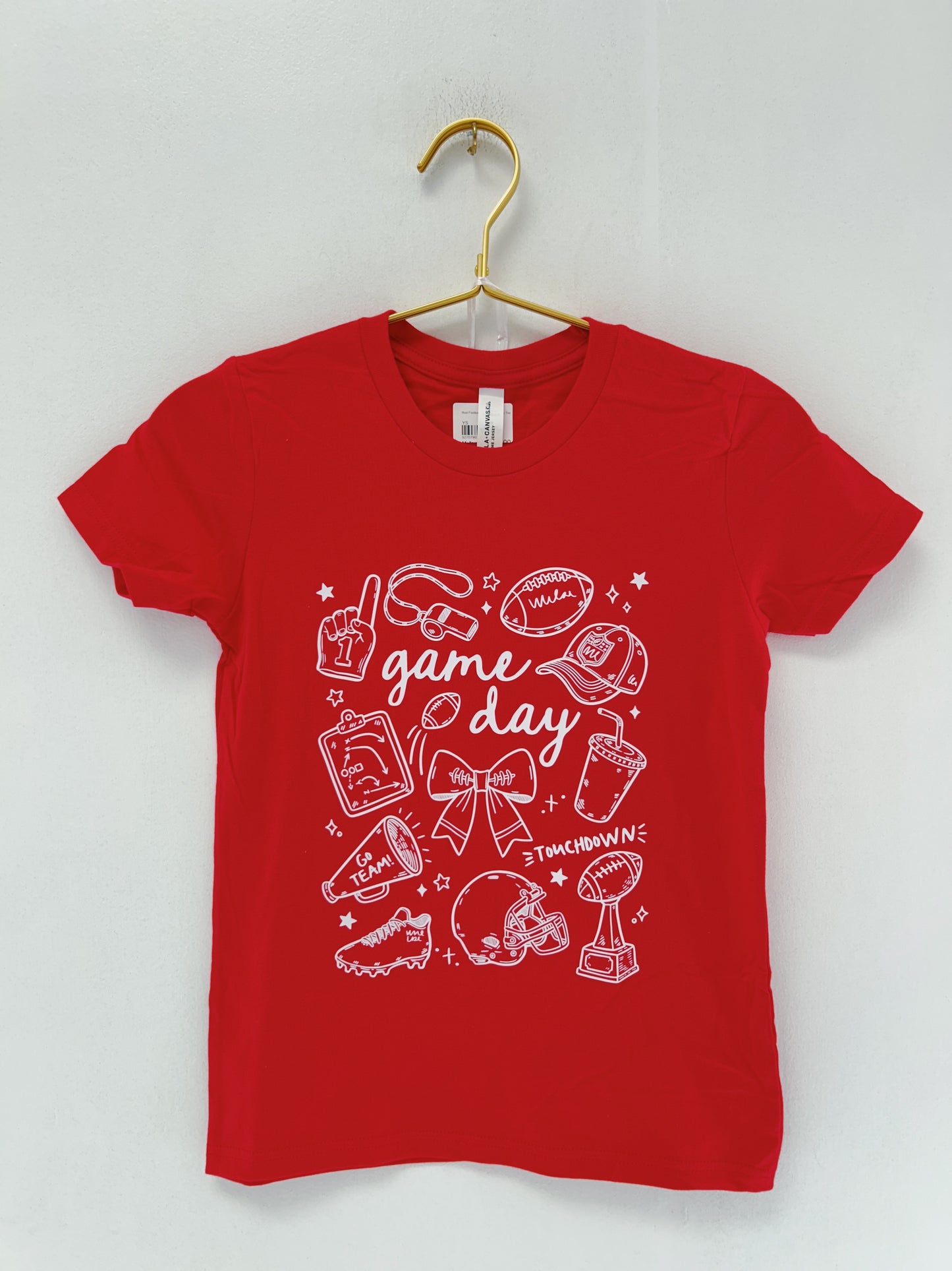 Red Football Doodles Graphic Tee