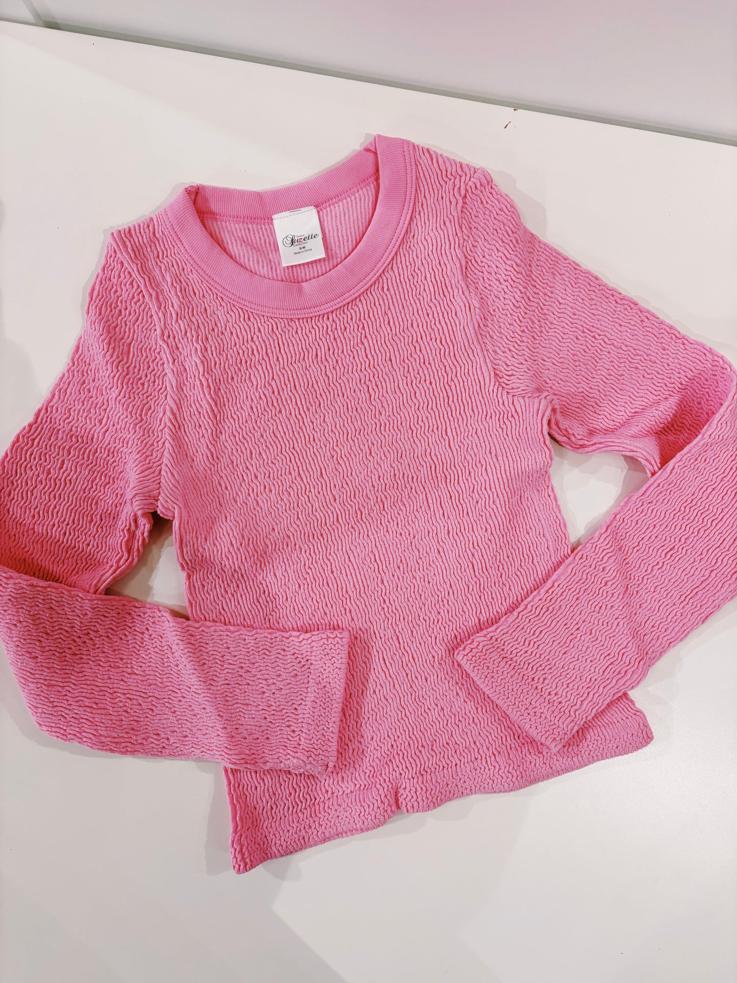 Suzette Begonia Pink L/S Smocked Top