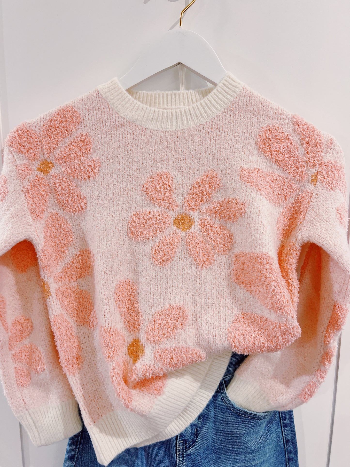 Love Daisy Pink Fuzzy Daisy Sweater