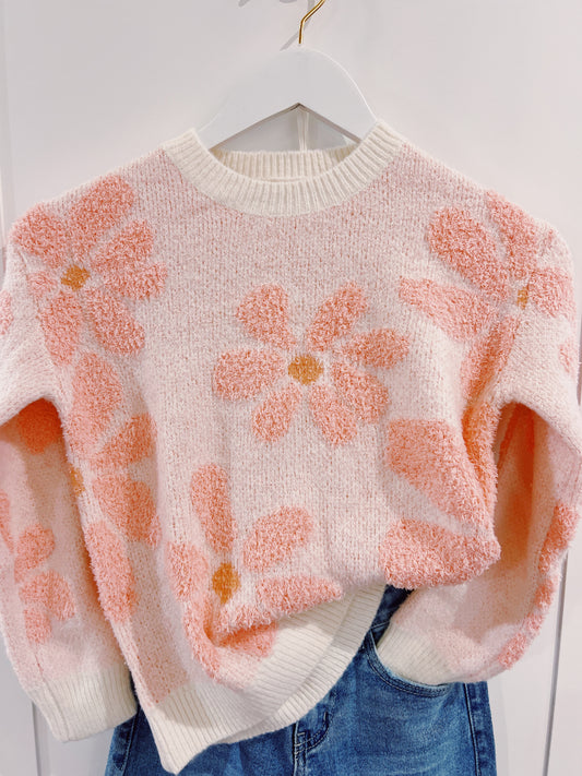 Love Daisy Pink Fuzzy Daisy Sweater