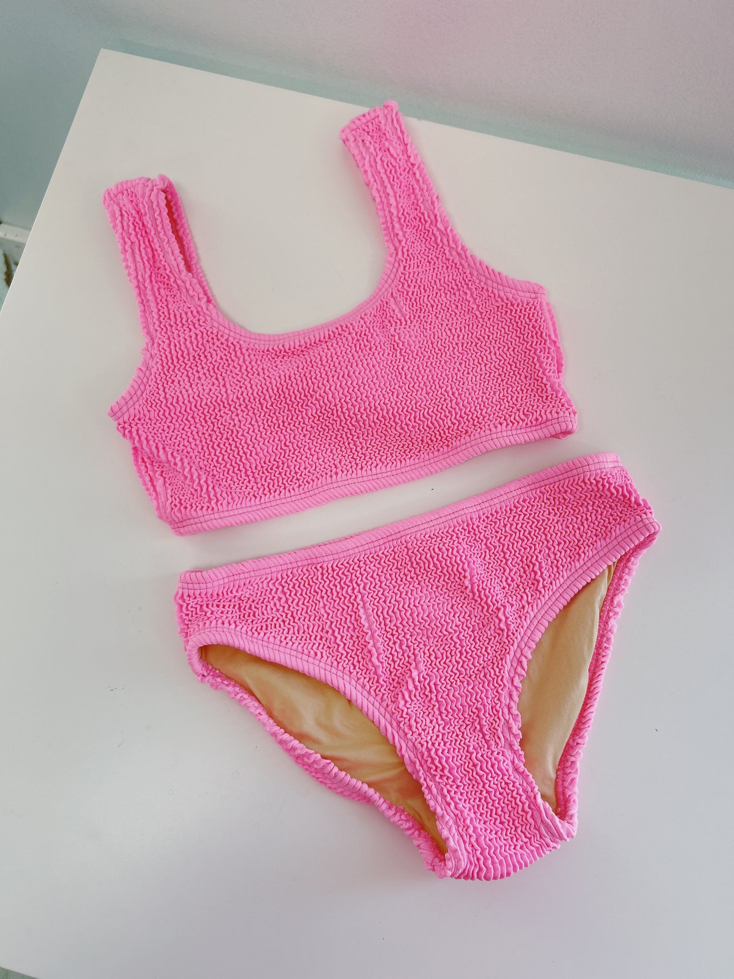 Pink Crinkle 2 Pc Swimsuit