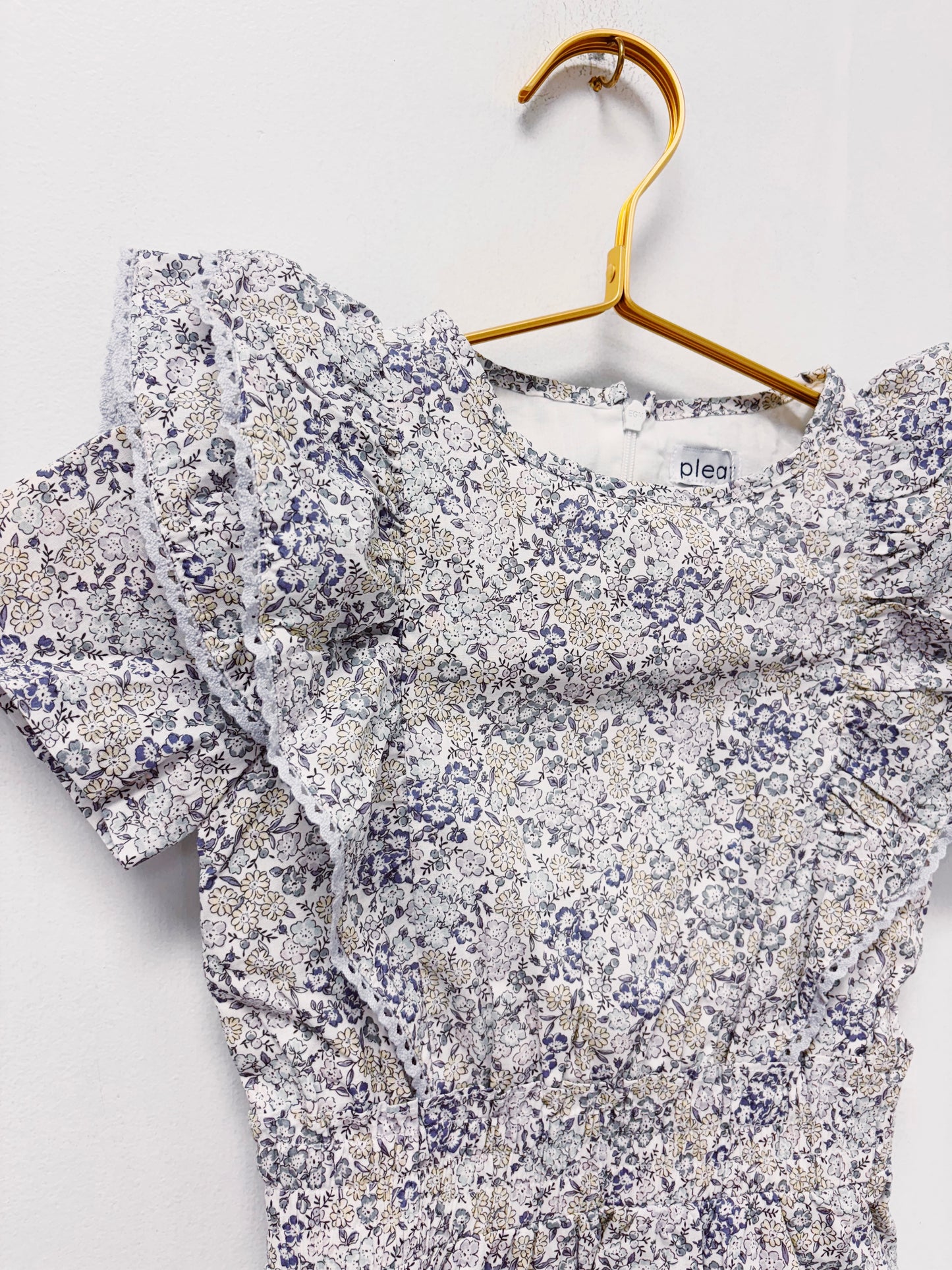Pleat Grey Blooms Collier Dress