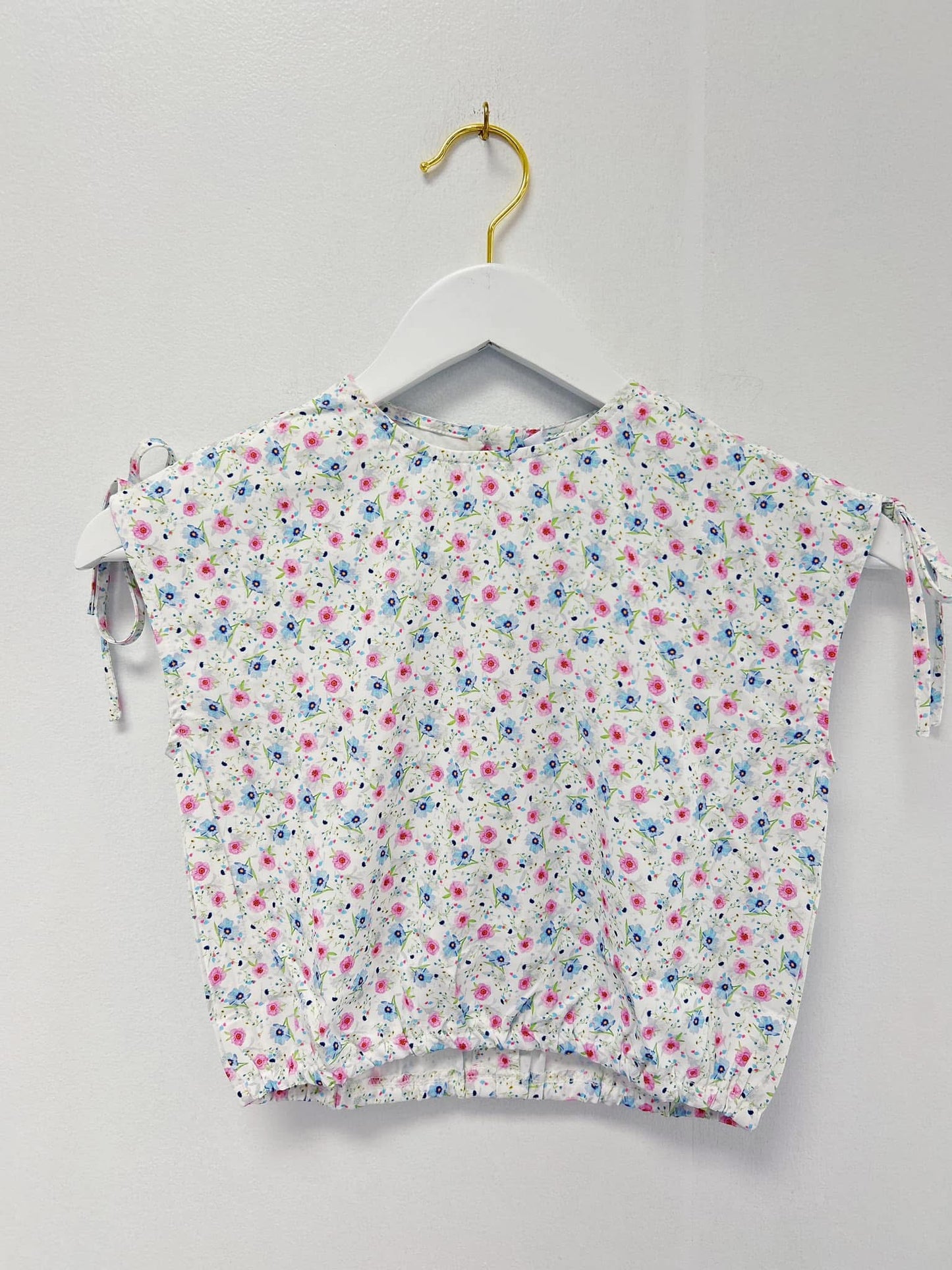 Pleat Blue Floral Emma Top