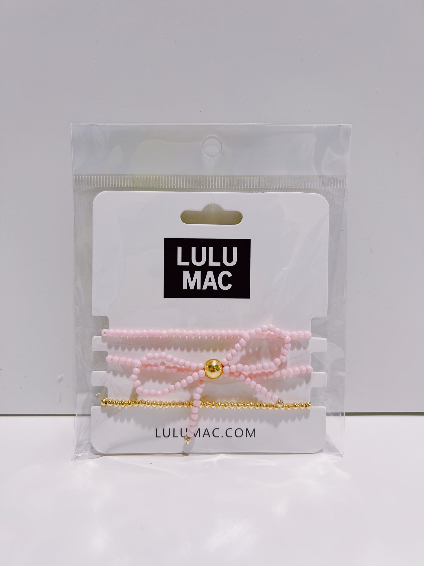 Bow Bracelet Stack- Light Pink