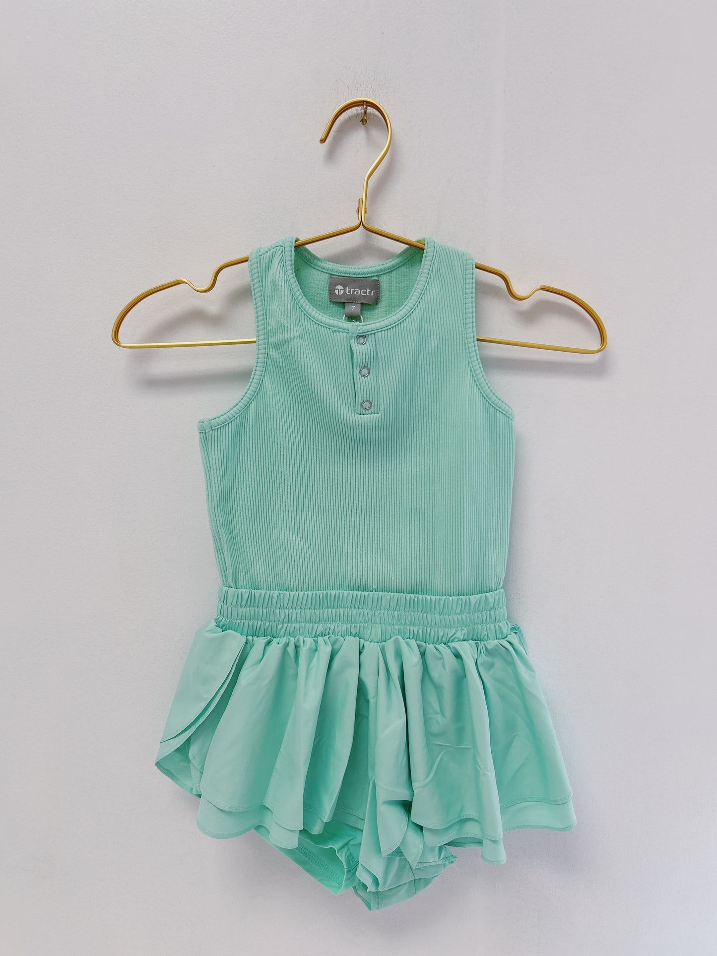Tractr Mint Butterfly Short Romper