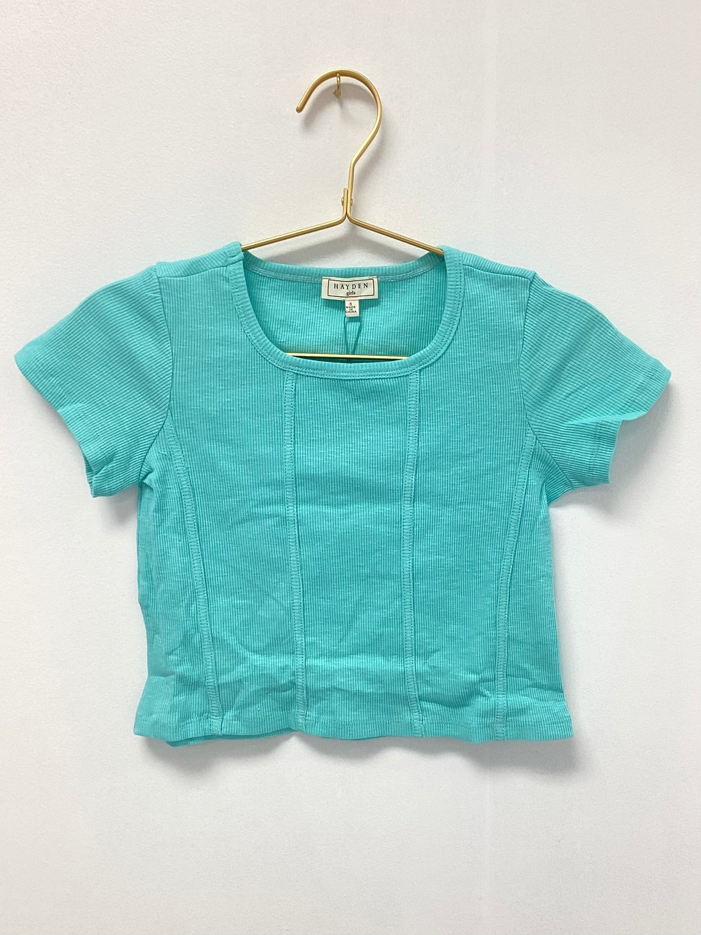 Hayden Teal Ribbed Tee