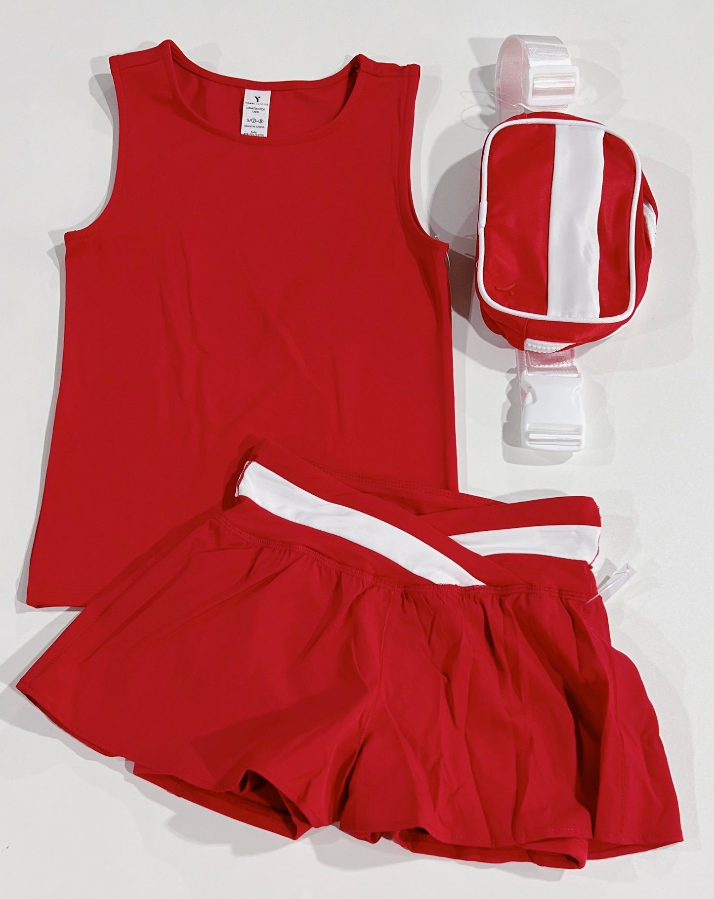 Red/White Crossover Skort Set