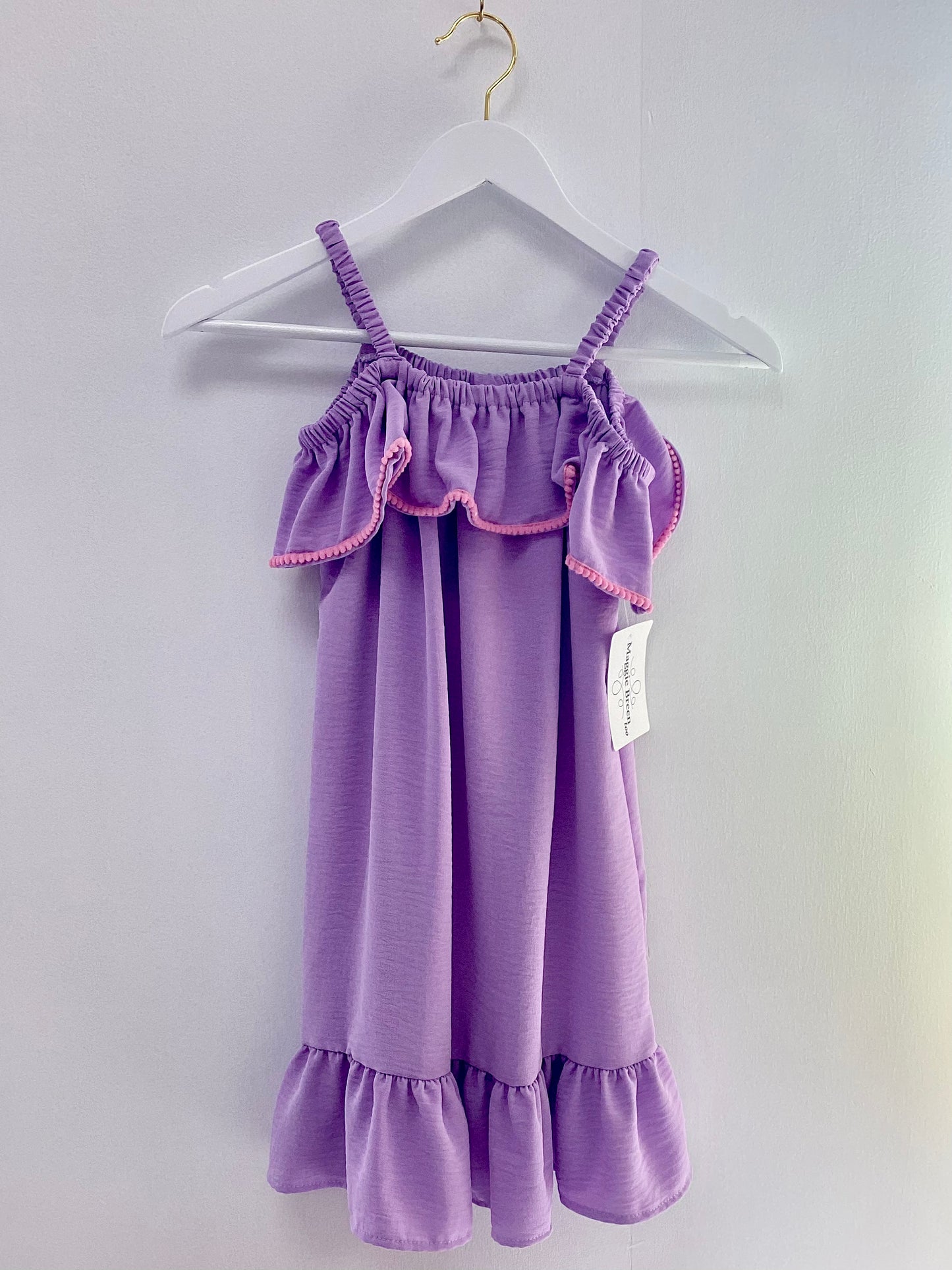 Gabby Lavender Ruffle Shoulder Dress