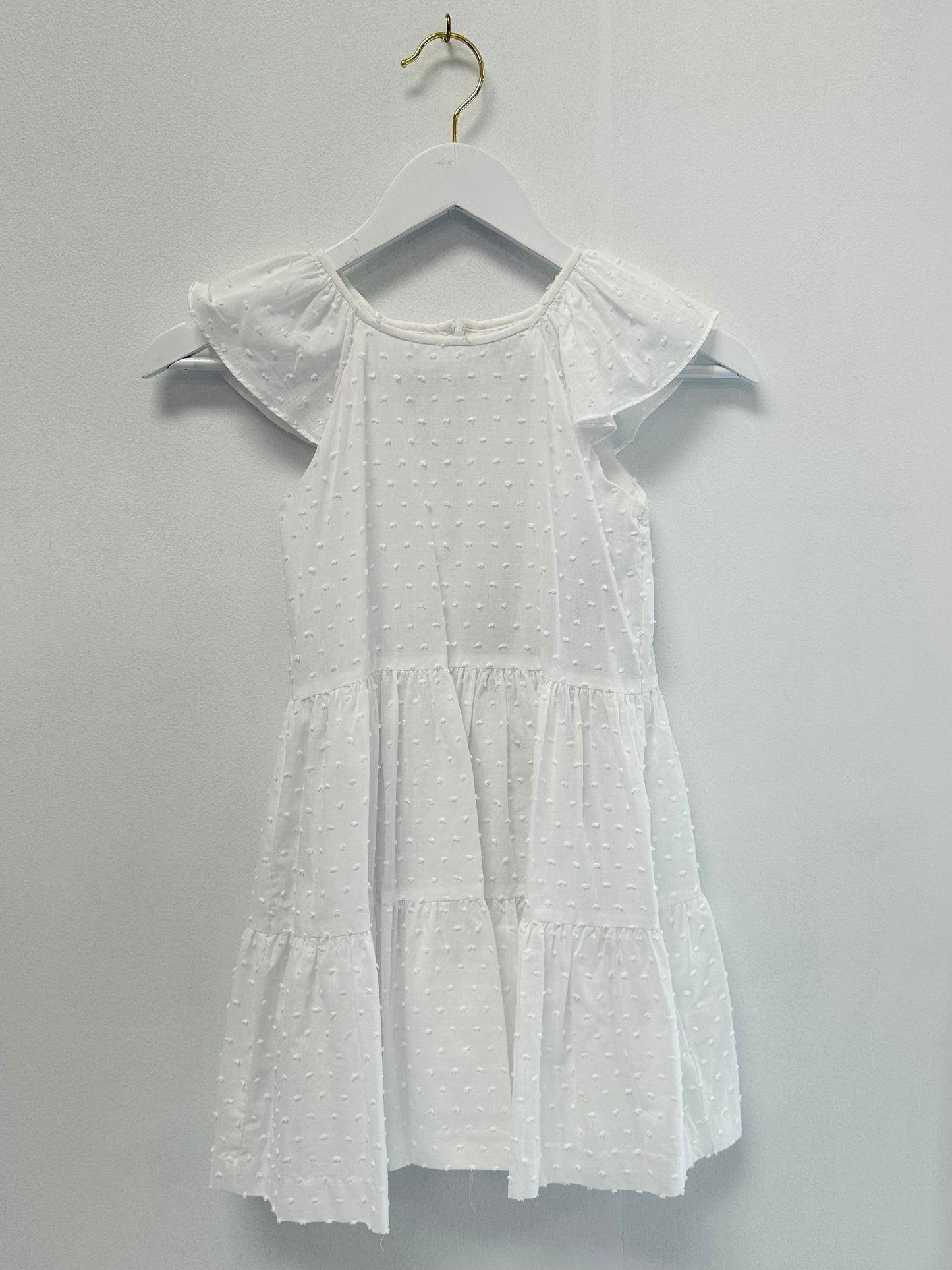 Gabby White Dotted Tiered Dress