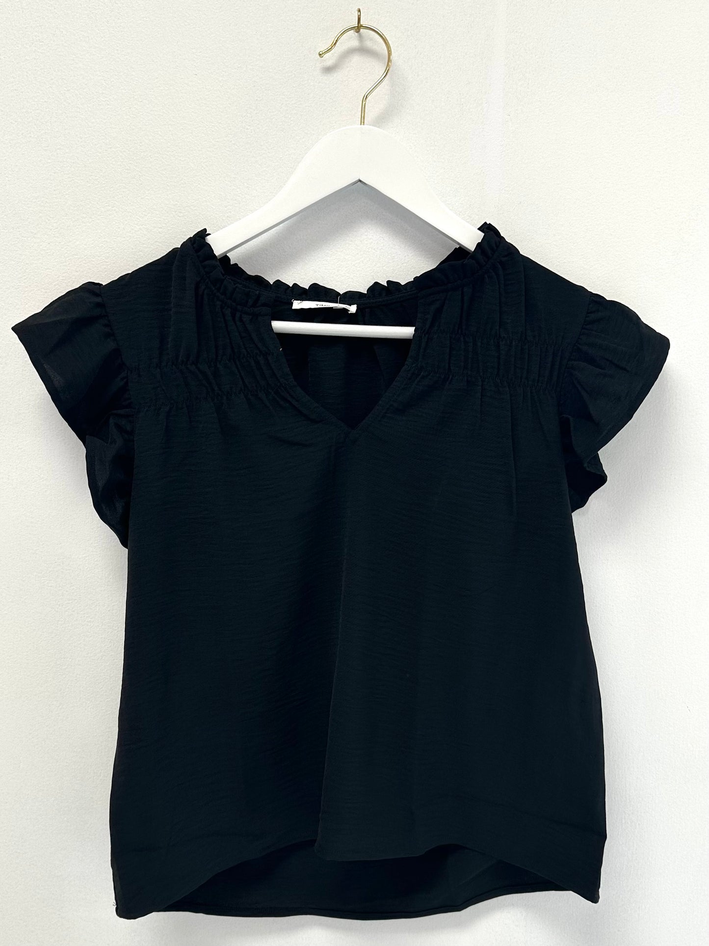 Timing Black Ruffled Blouse