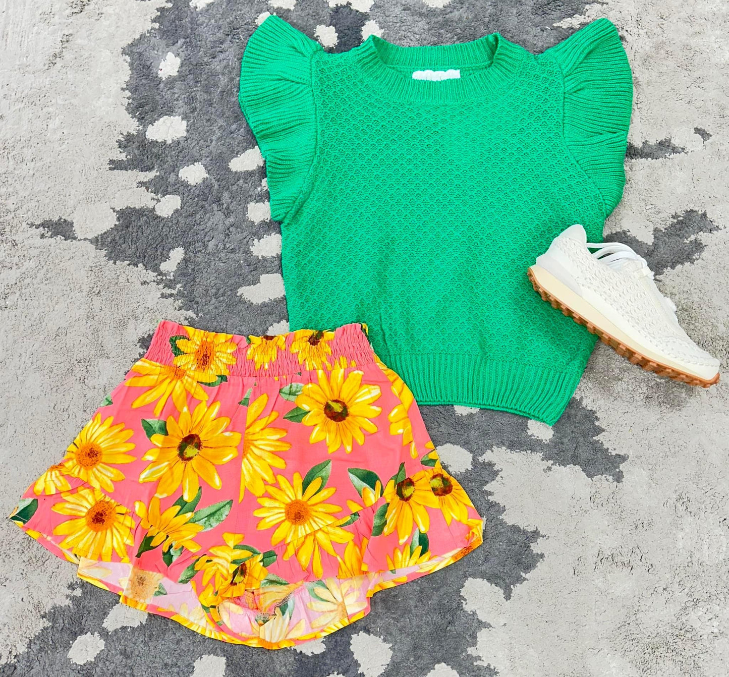 Sadie & Sage Green Happy Ruffle Sleeve Sweater