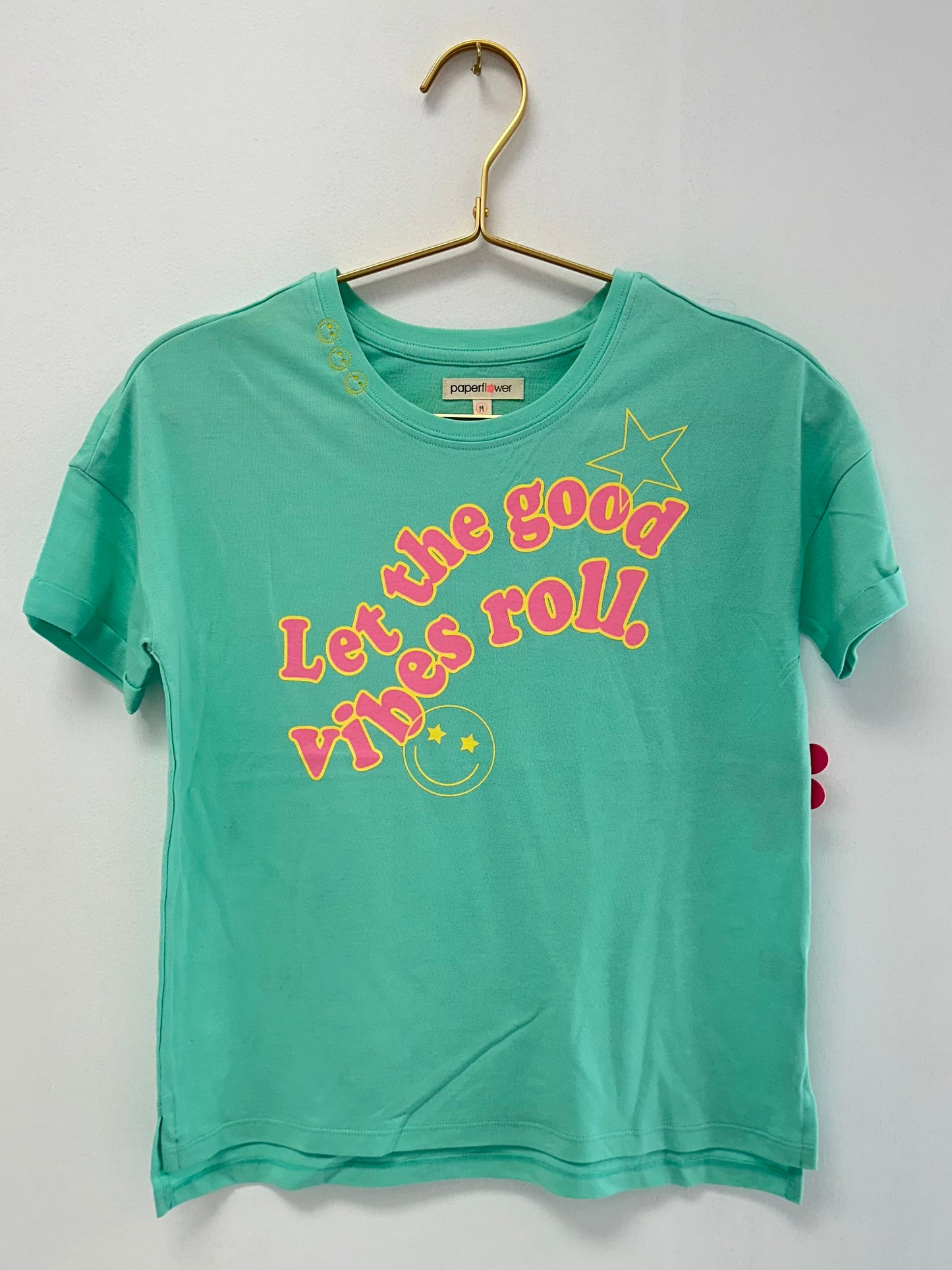 Paper Flower Ice Green Let the Good Vibes Roll Tee