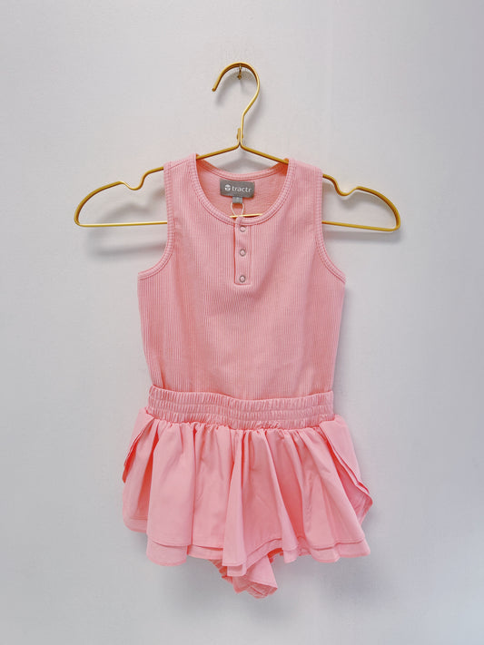 Tractr Light Pink Butterfly Short Romper