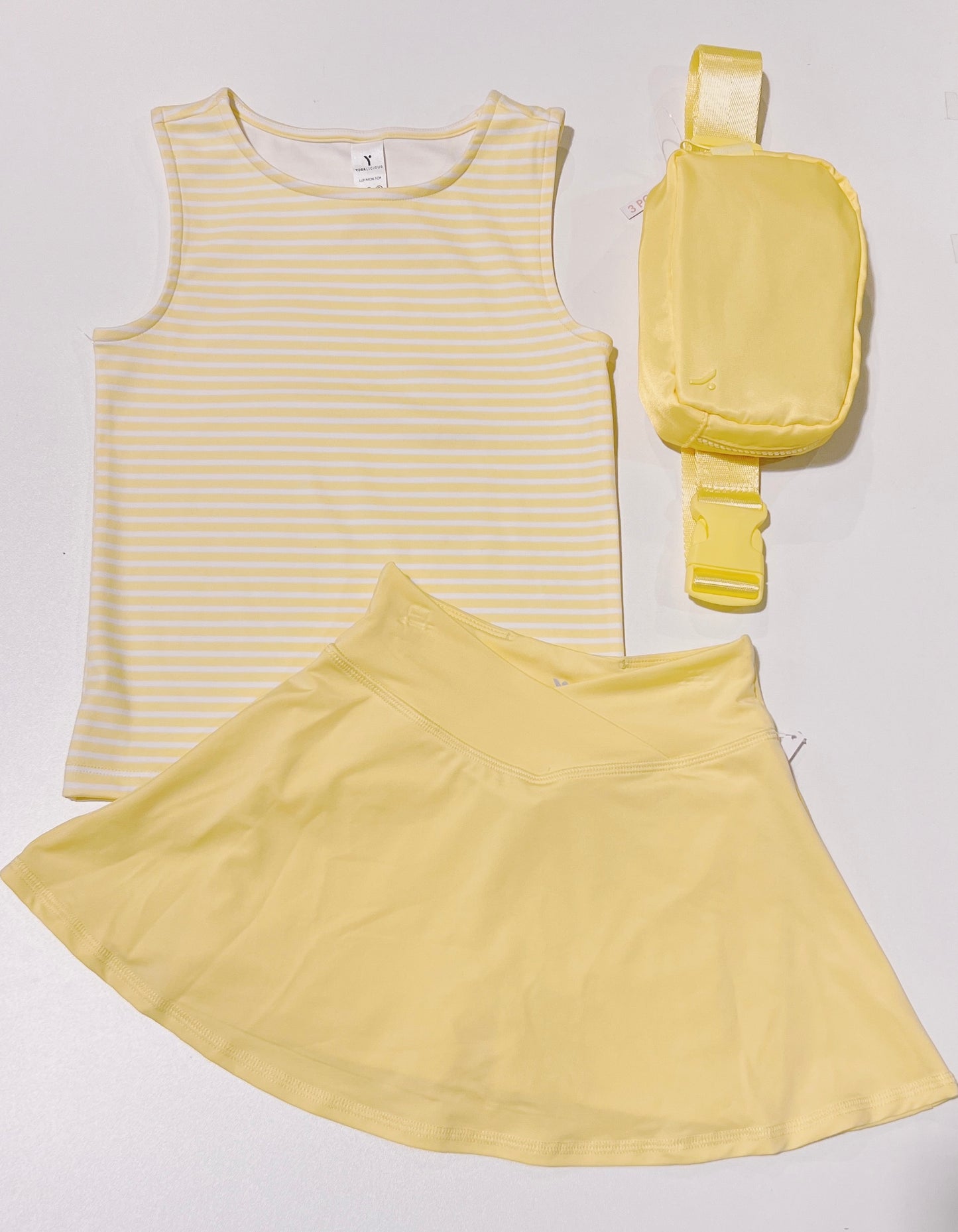 Yellow Stripe Crossover Skort Set