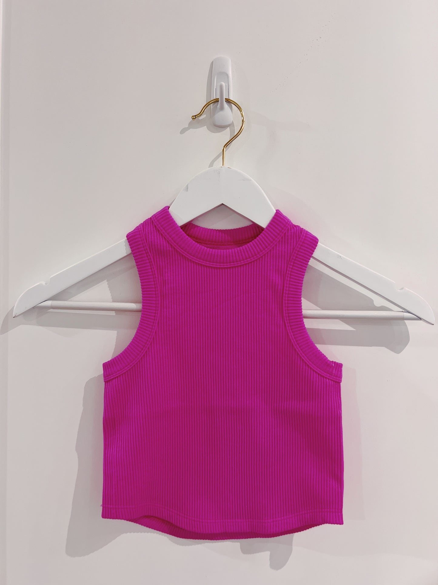 Crop Racer Back Tank- Pretty Pink