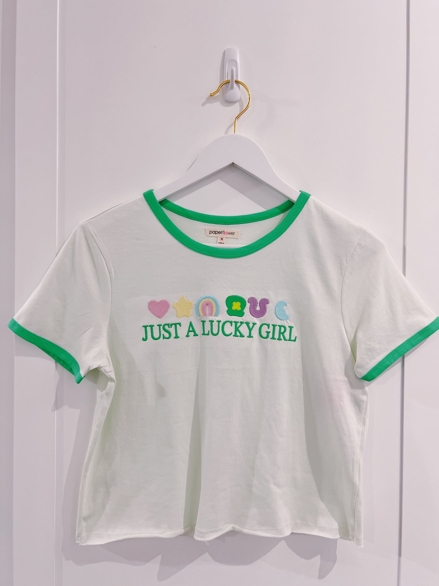 PF Lucky Girl Embroidered Tee