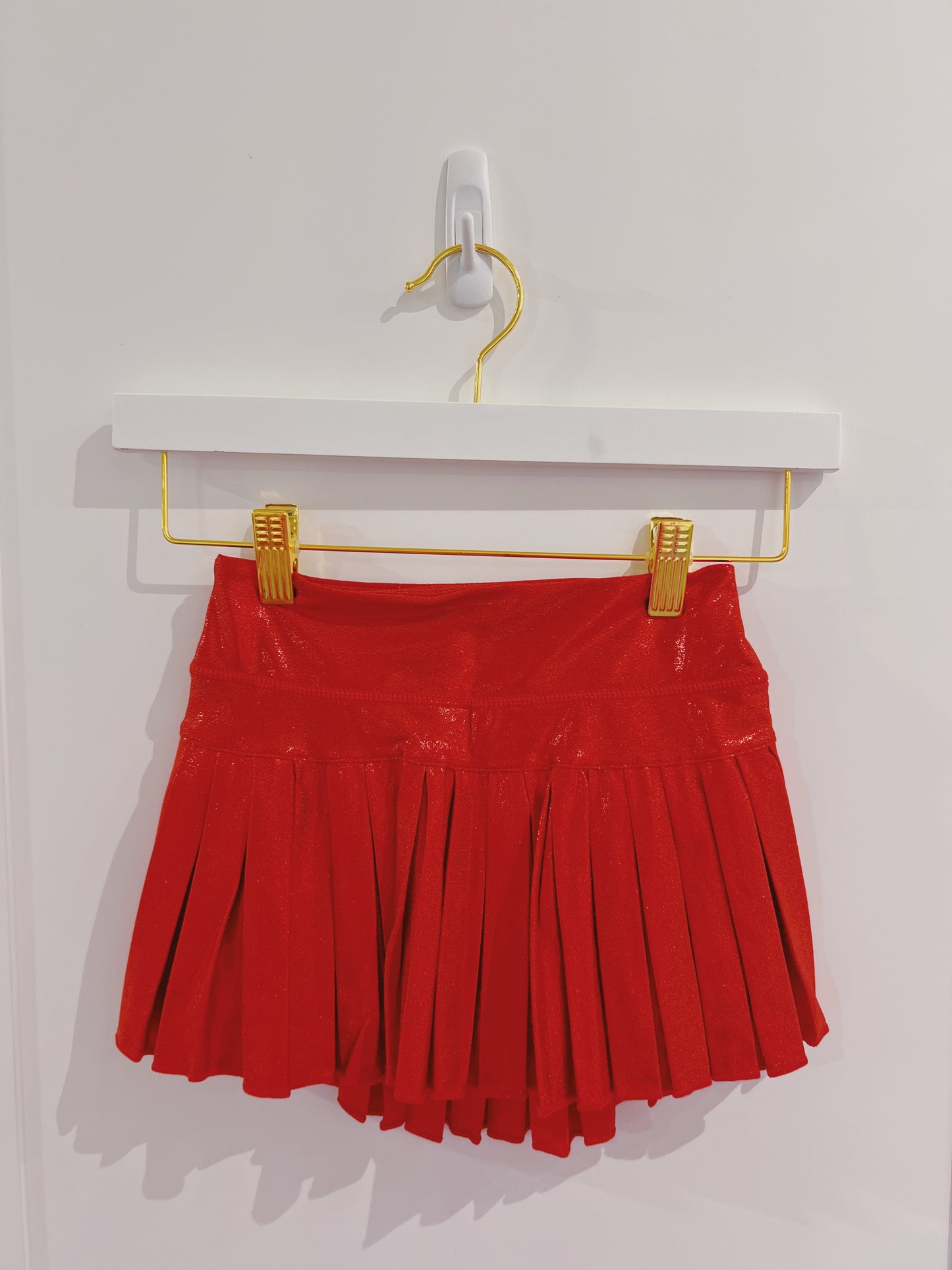 Red Shimmer Mini Pleated Skort