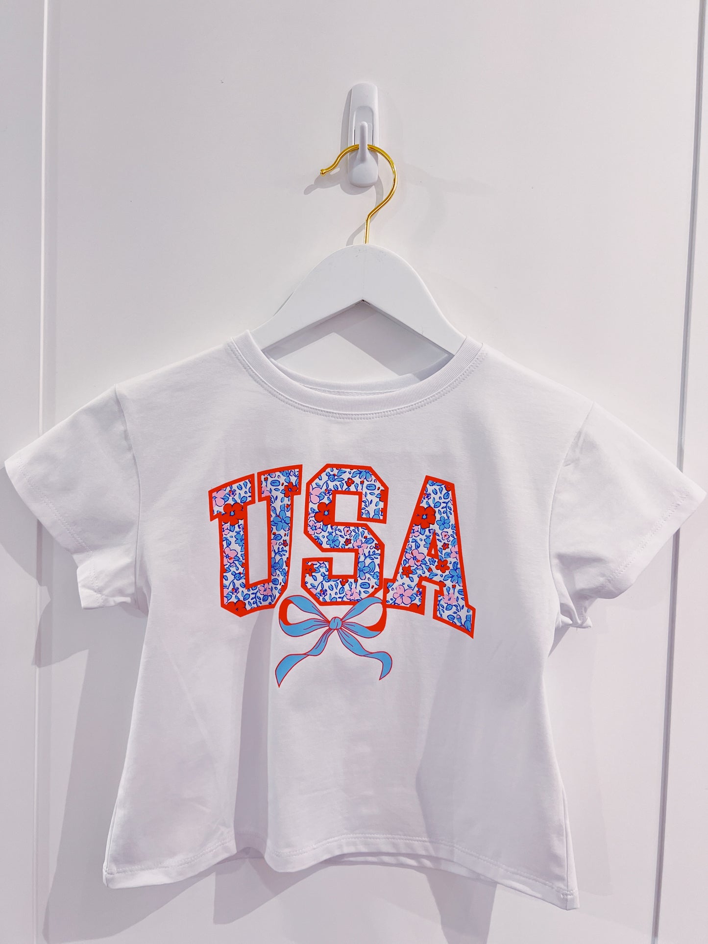 White American Floral USA Boxy Tee