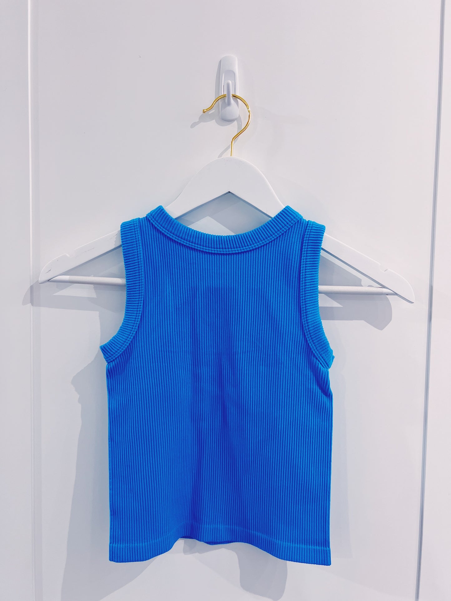 Suzette Tween Bright Blue High Neck Ribbed Seamless Tank