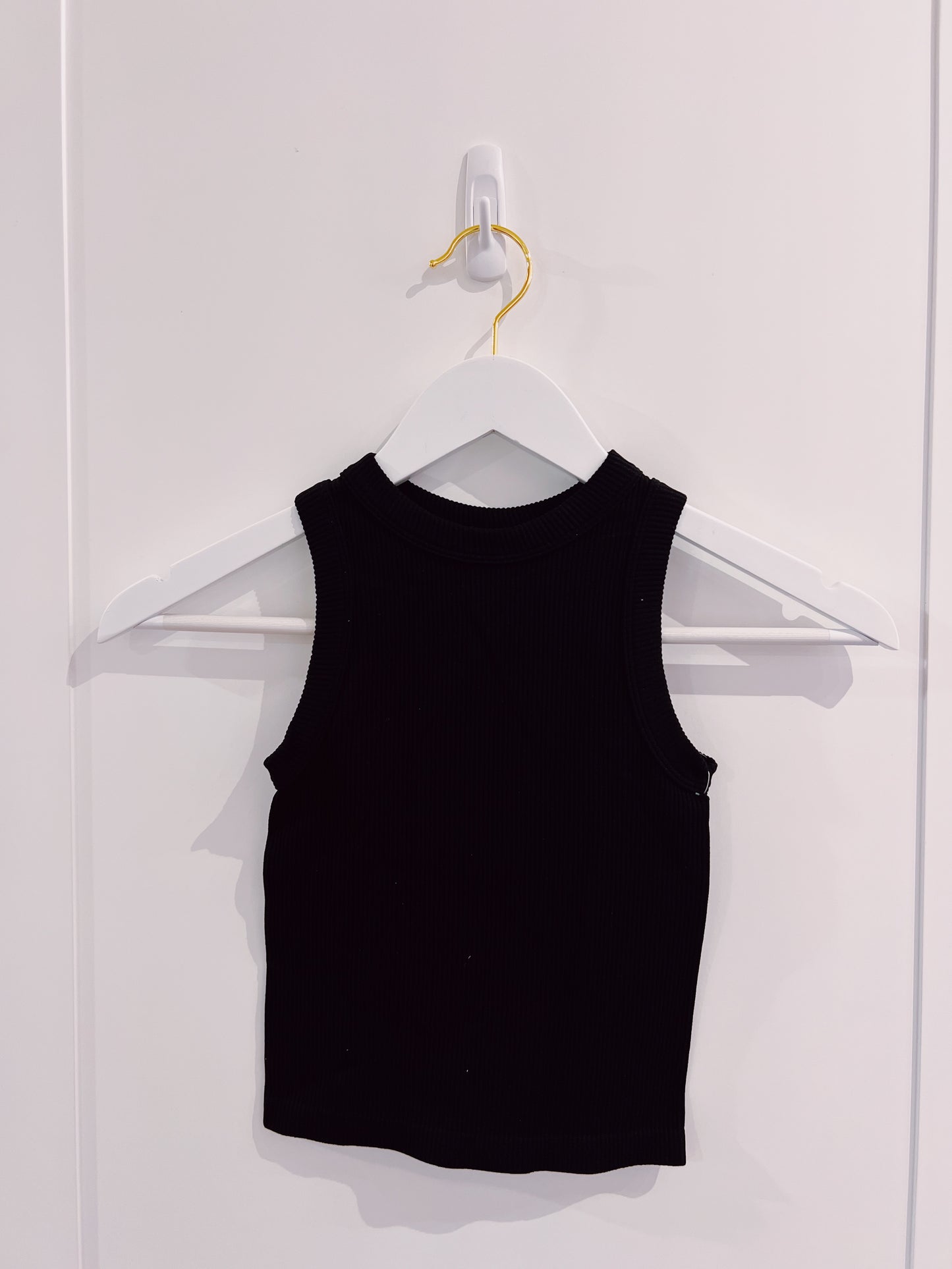 Suzette Tween Black High Neck Ribbed Seamless Tank