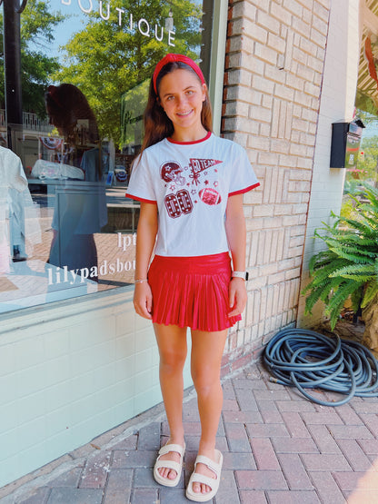 Azarhia Crimson Sequin Football Elements Boxy Tee