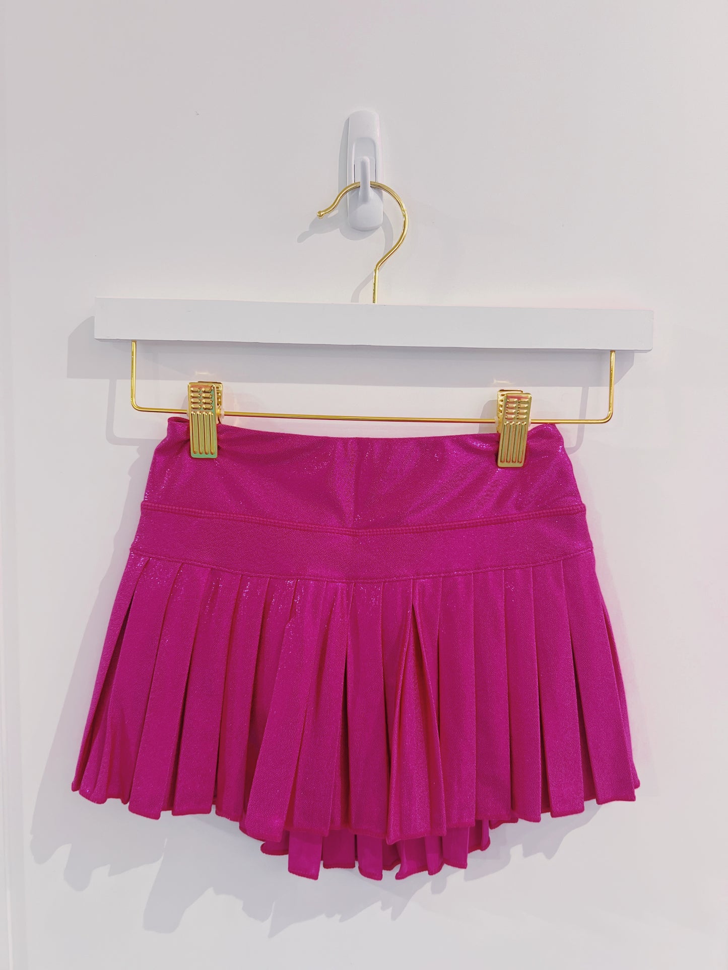 Hot Pink Shimmer Mini Pleated Skort