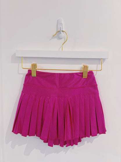 Hot Pink Shimmer Mini Pleated Skort