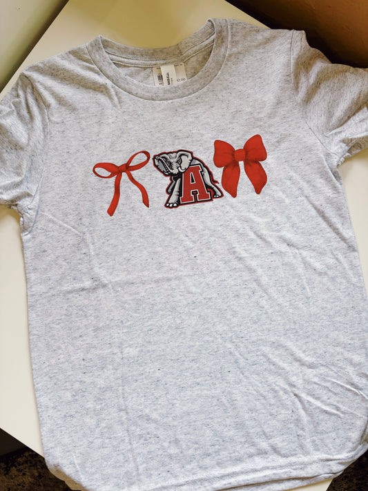 White Alabama A Bow Graphic Tee