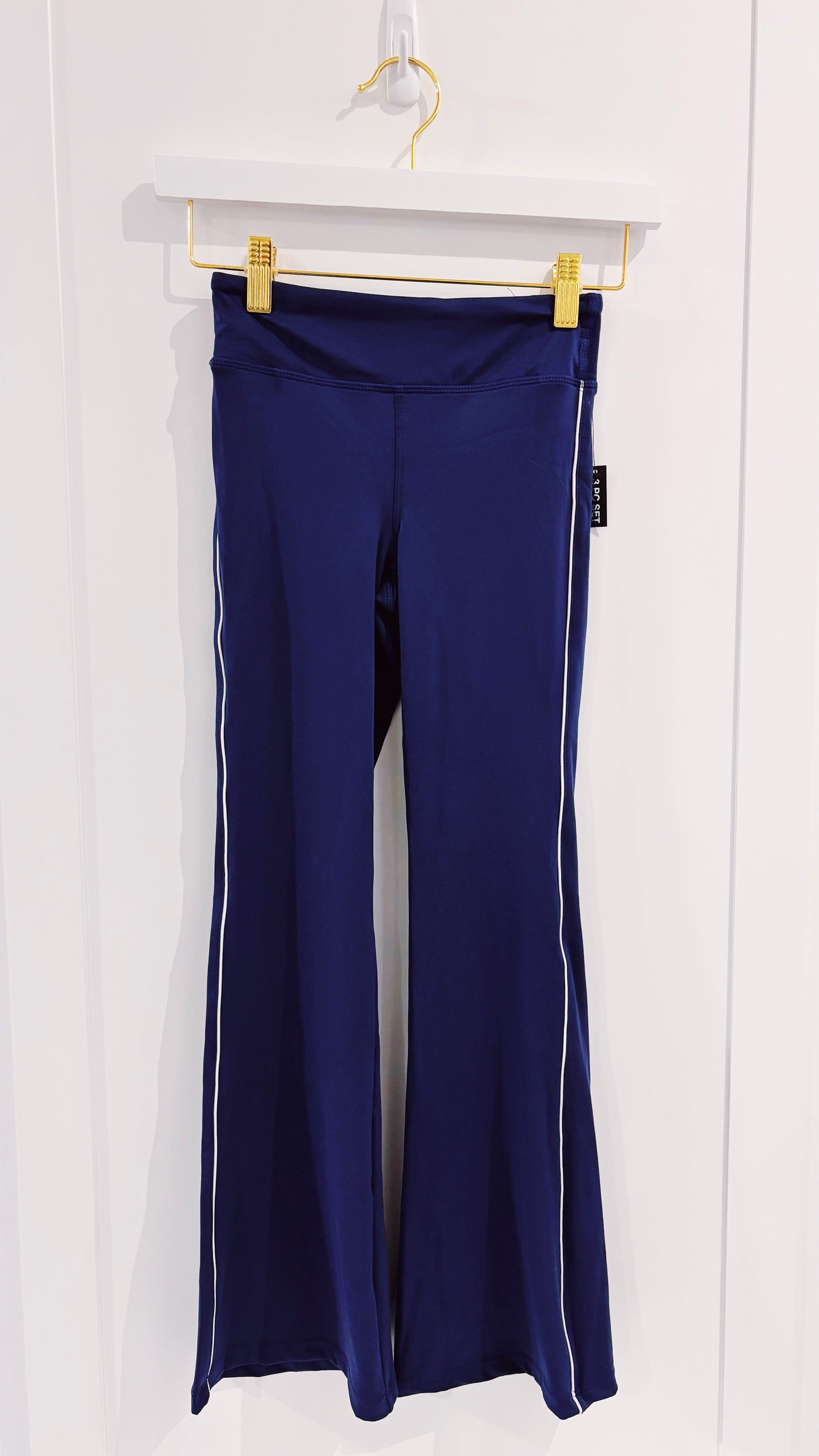 Navy Blue Piped Flare S/S Legging Set