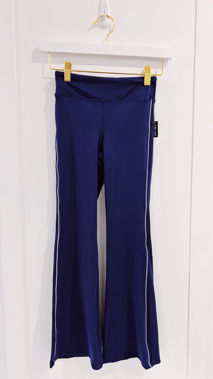 Navy Blue Piped Flare S/S Legging Set