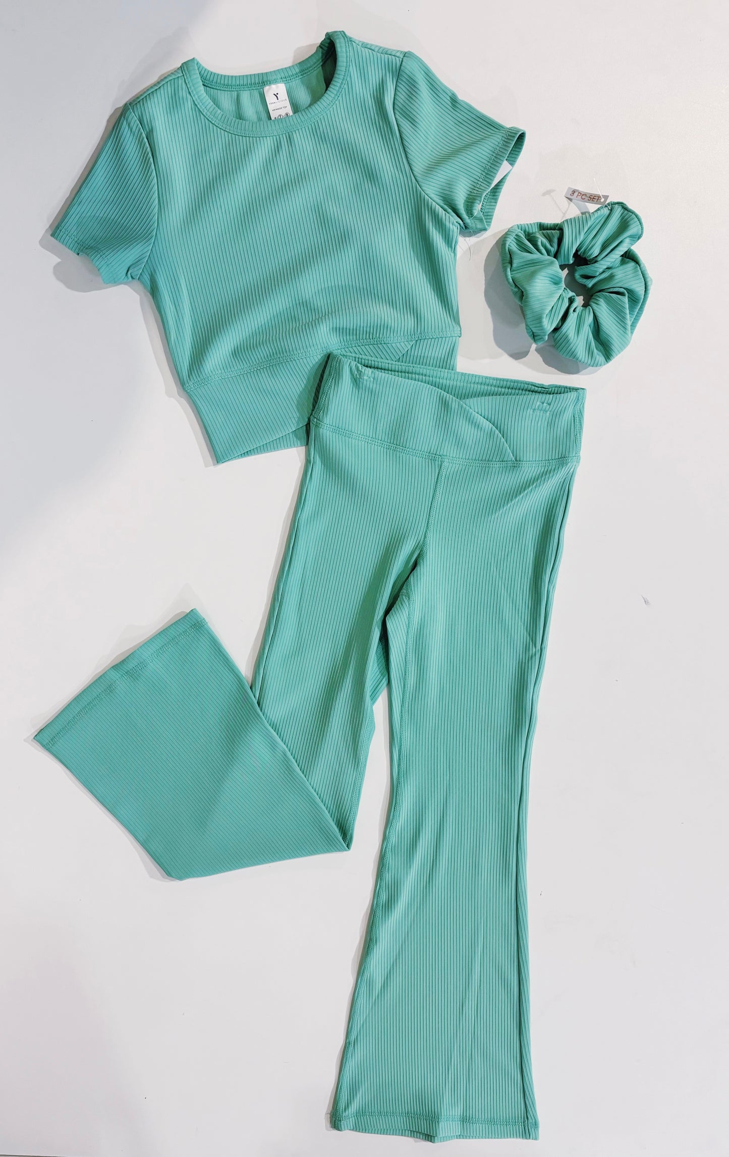 Dusty Jade Green Flare S/S Crossover Legging Set