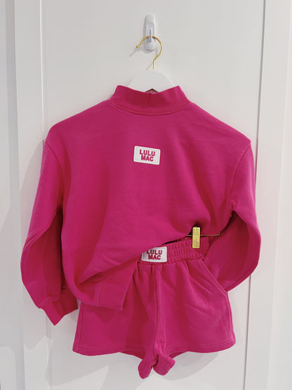 LuLu Mac Kid Terry Cloth Top- Hot Pink