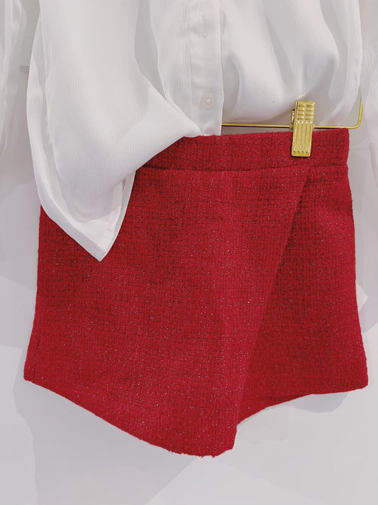 LuLu BeBe Red Tweed Skort