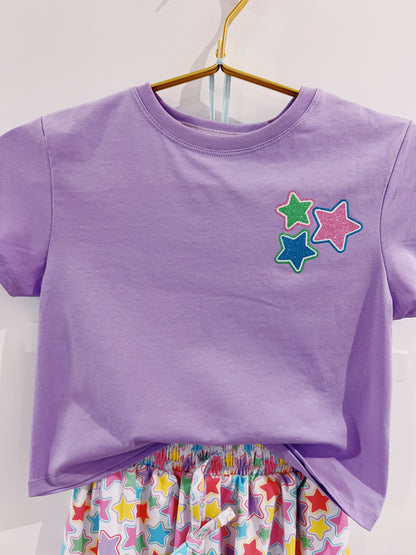 Glitter Stars Lavender Boxy Tee