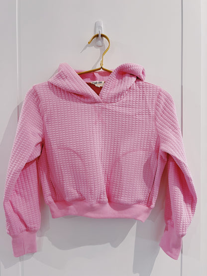 Peach Love Candy Pink Quilted Cropped Hoodie