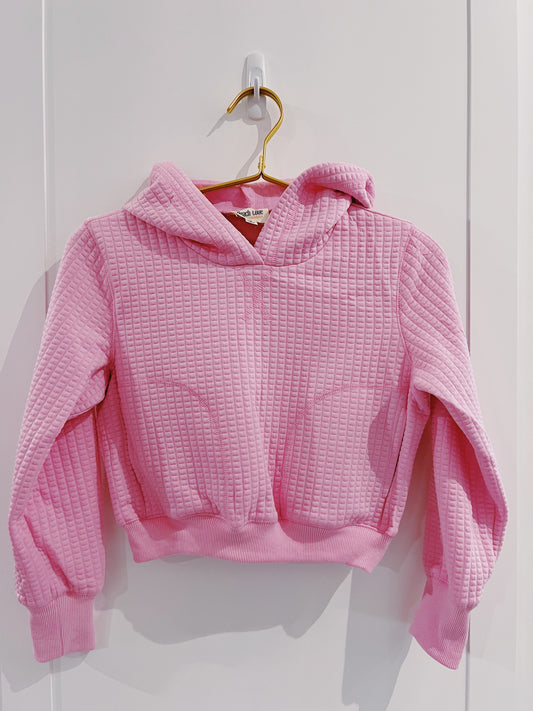 Peach Love Candy Pink Quilted Cropped Hoodie