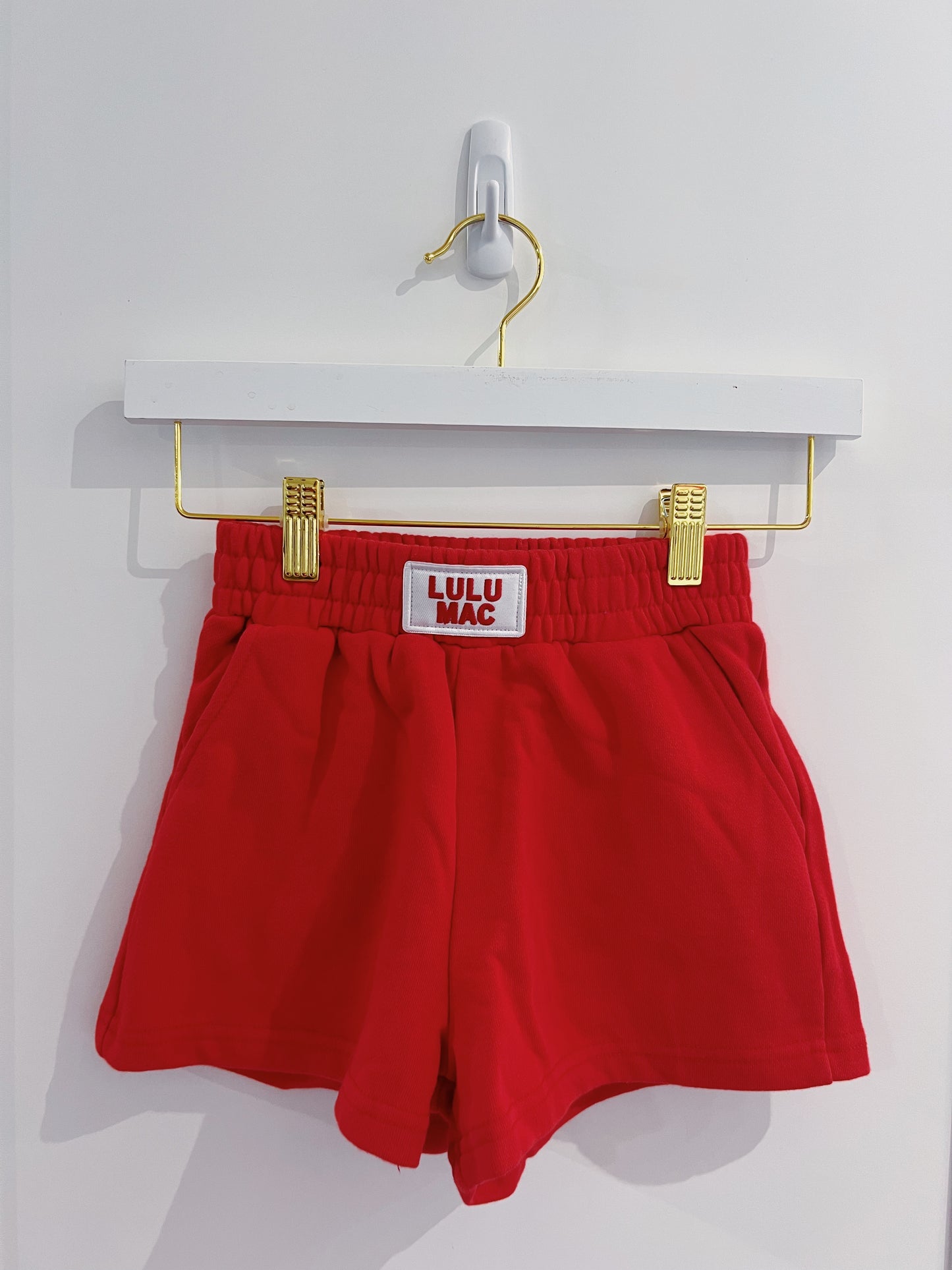 LuLu Mac Kid Terry Cloth Shorts- Red