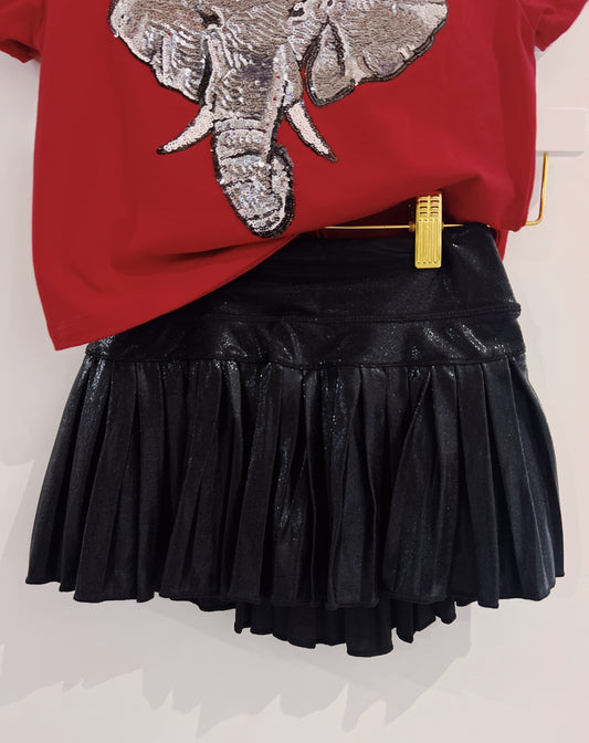Azarhia Black Shimmer Mini Pleated Skort