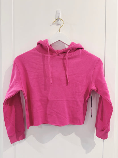 Flamingo Pink Cloud Raw Edge Hoodie