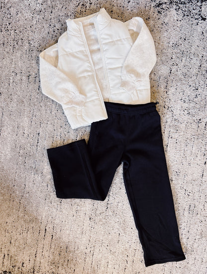 Cream Puffer Vest 3 Pc Set