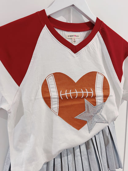 Paper Flower Football Heart Star Applique Tee