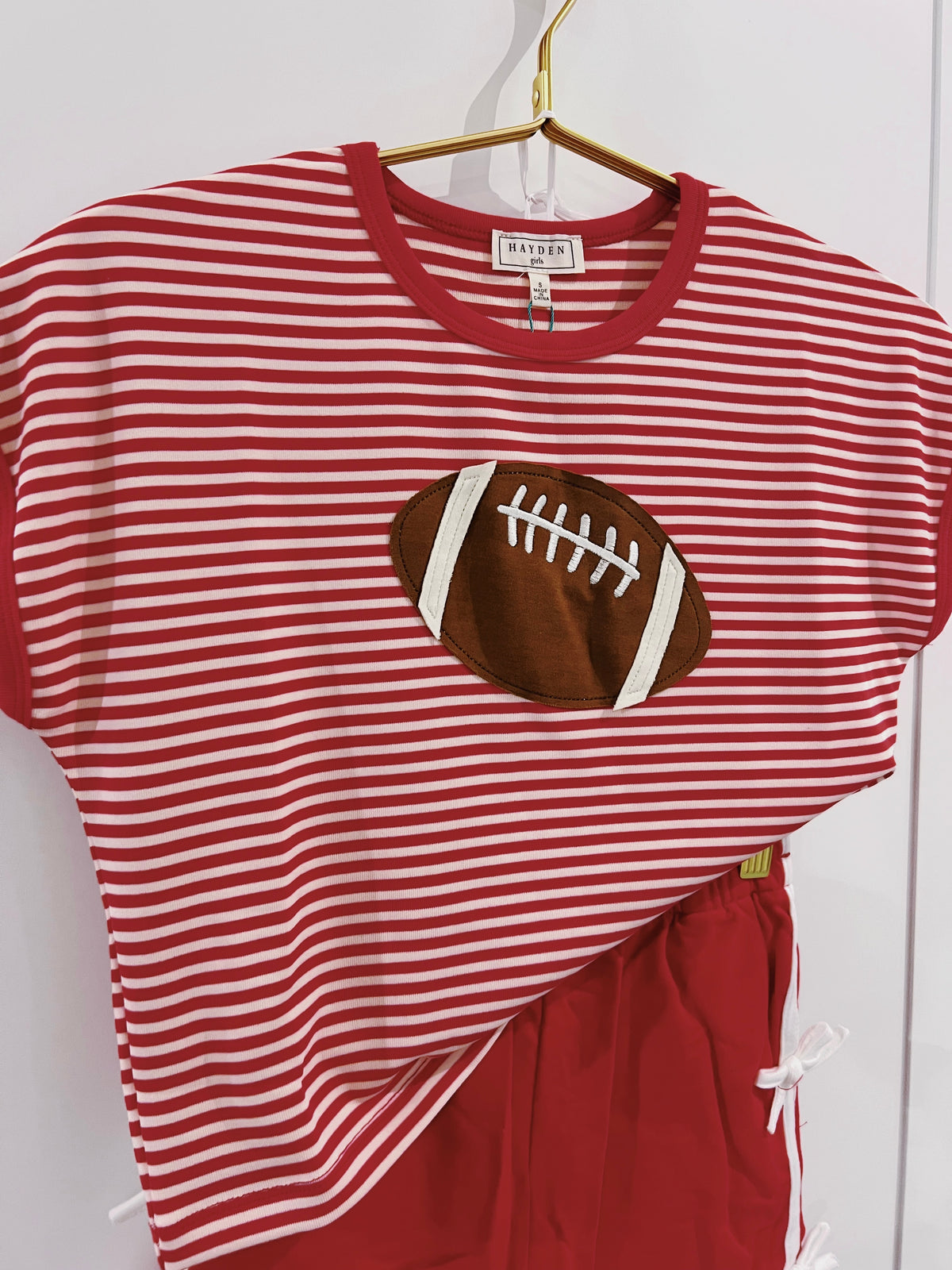 Hayden Red Football Patch Top
