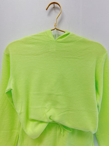 Super Soft Waffle Pullover Hoodie Lime Green