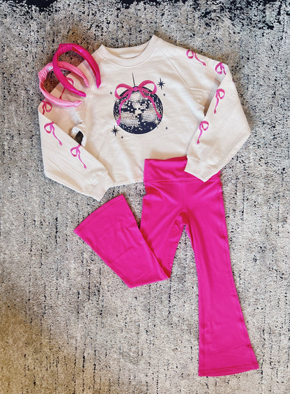 Paper Flower Embroidered Bows & Disco Ball Sweatshirt