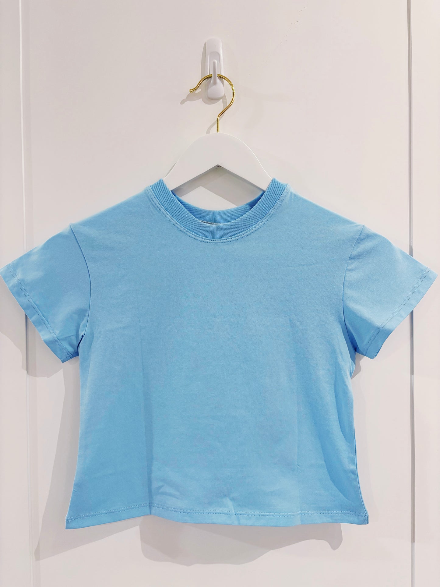 Azarhia Solid Boxy Tee- Light Blue