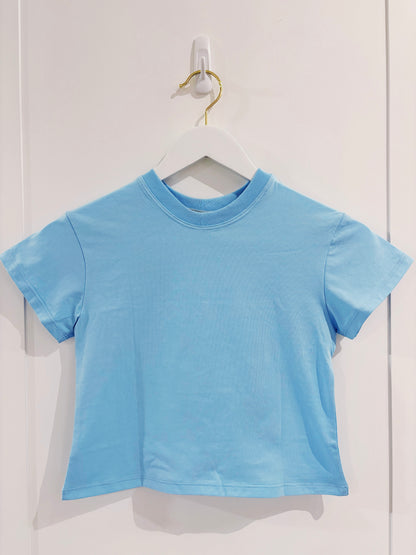 Azarhia Solid Boxy Tee- Light Blue