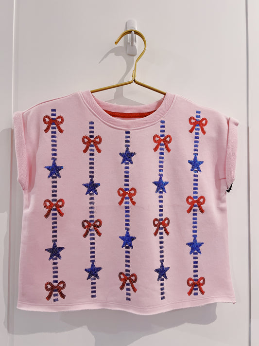 Paper Flower Sequin Stars & Bows Americana Top